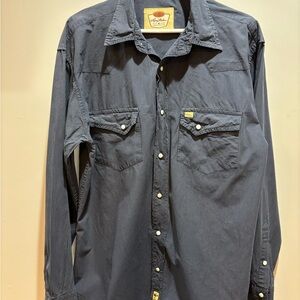 Larry Mahan Men's Blue Striped western pearl snap Shirt